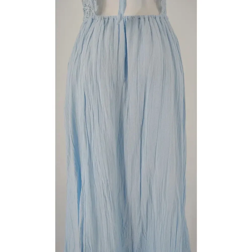 Free People All You Need Is Lace Midi Dress Blue Lace Cottagecore Size Small